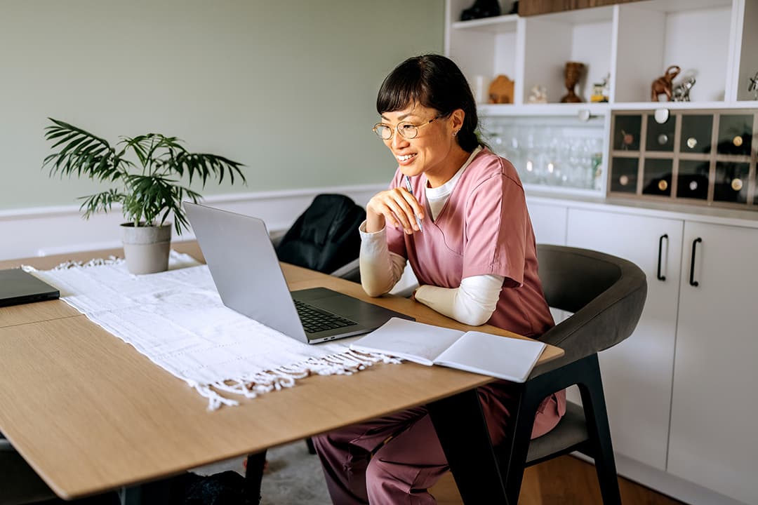 Nurse on computer