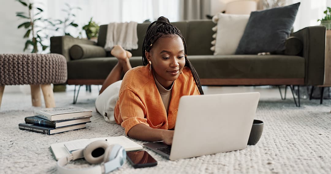Woman on laptop at home